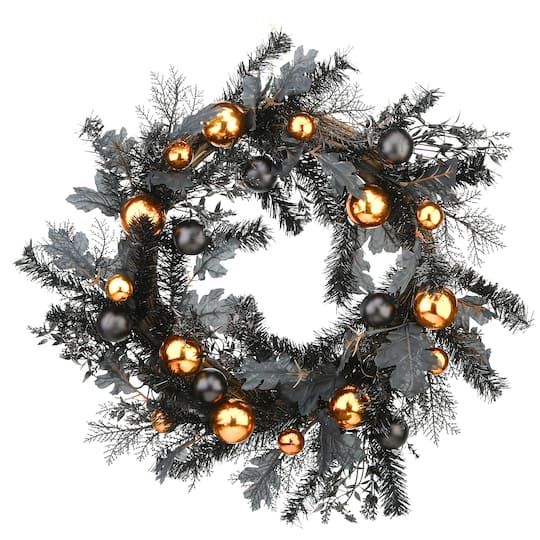 24&#x22; Halloween Wreath with Ball Ornaments